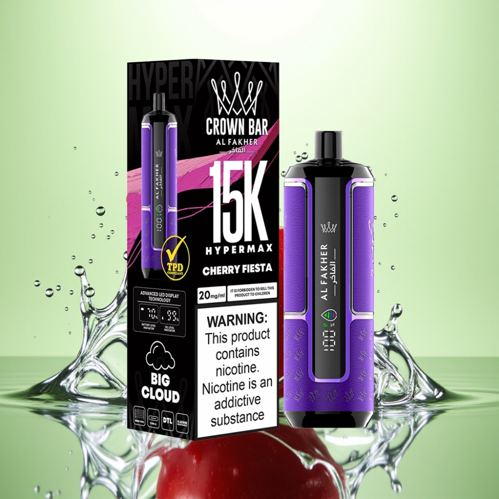 Al Fakher Crown Bar 15K Hypermax Taşınabilir DLT Tip-C Şarj Vişne Şenliği