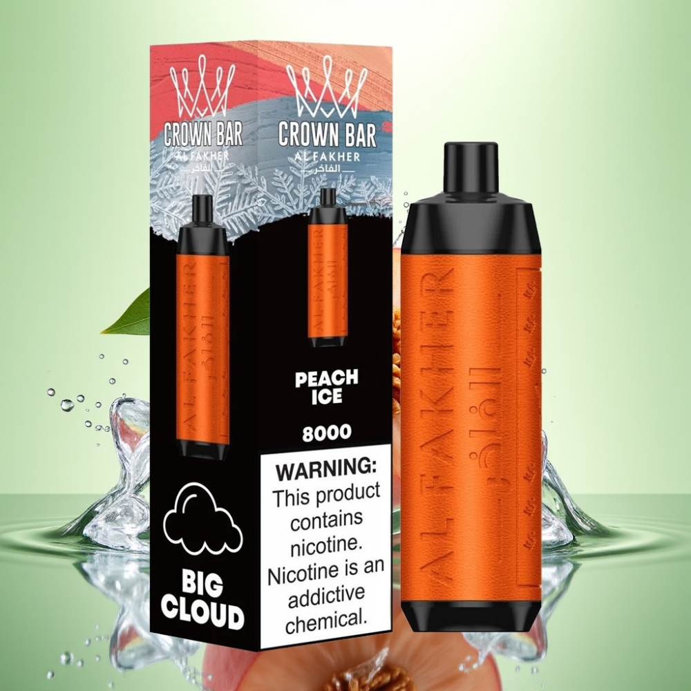 Al Fakher Crown Bar 8000 Crystal 600mAh 18ml 5mg 0.6ohm Şeftali Buz Disposable Vape