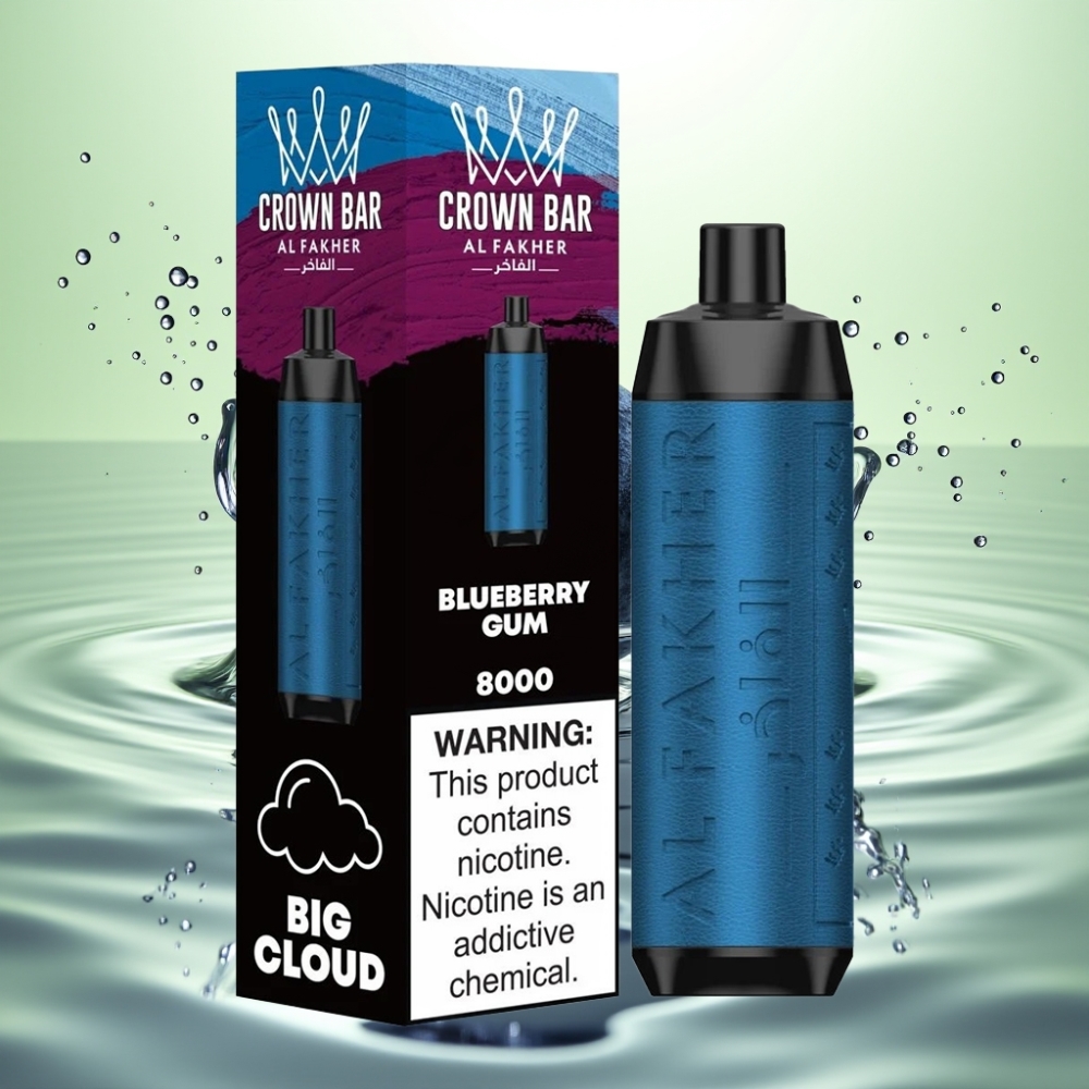 Al Fakher Crown Bar 8000 Crystal Disposable Vape 600mAh 18ml 5mg Yaban Mersini Sakızı