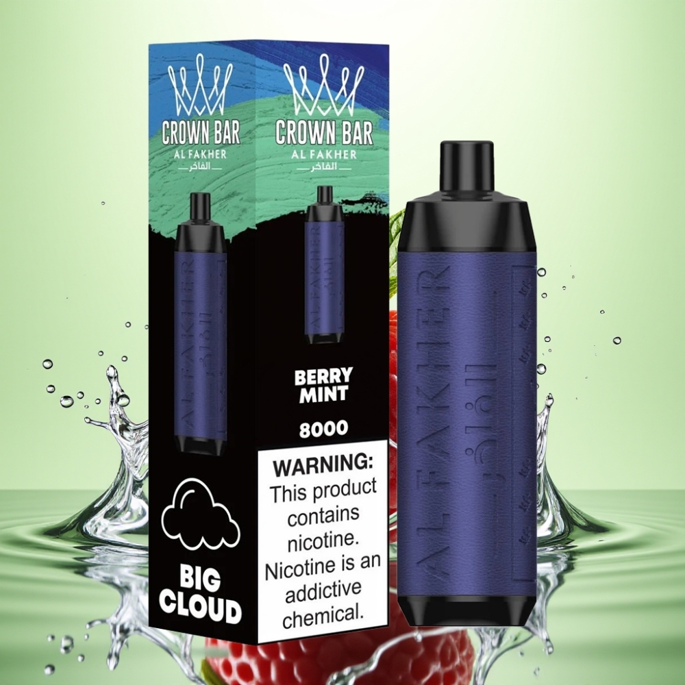 Al Fakher Crown Bar 8000 Crystal Disposable Vape Çilek Nane 600mAh 18ml