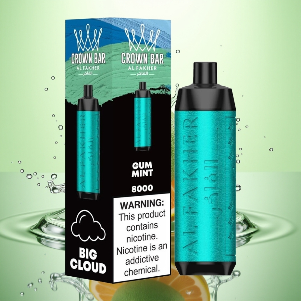 Al Fakher Crown Bar 8000 Crystal Şekersiz Nane Aromalı 18ml 5mg Nikotin 600mAh