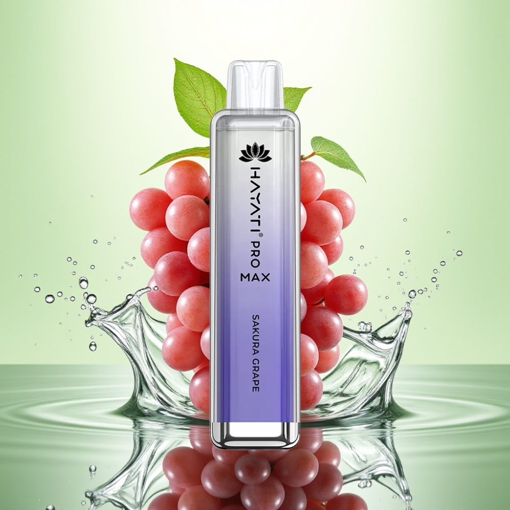 Hayati Pro Max 4000 Puff Disposable Vape Sakura Üzüm 1400mAh Şarjlı LED Işık