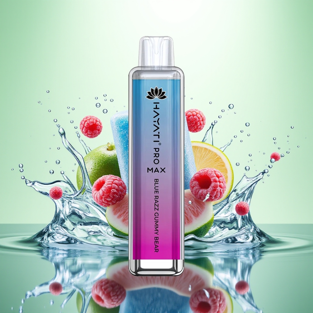 Hayati Pro Max 4000 Puff Şarj Edilebilir Disposable Vape Mavi Ahududu Sakızlı Ayı 28x28x120mm 1400mAh