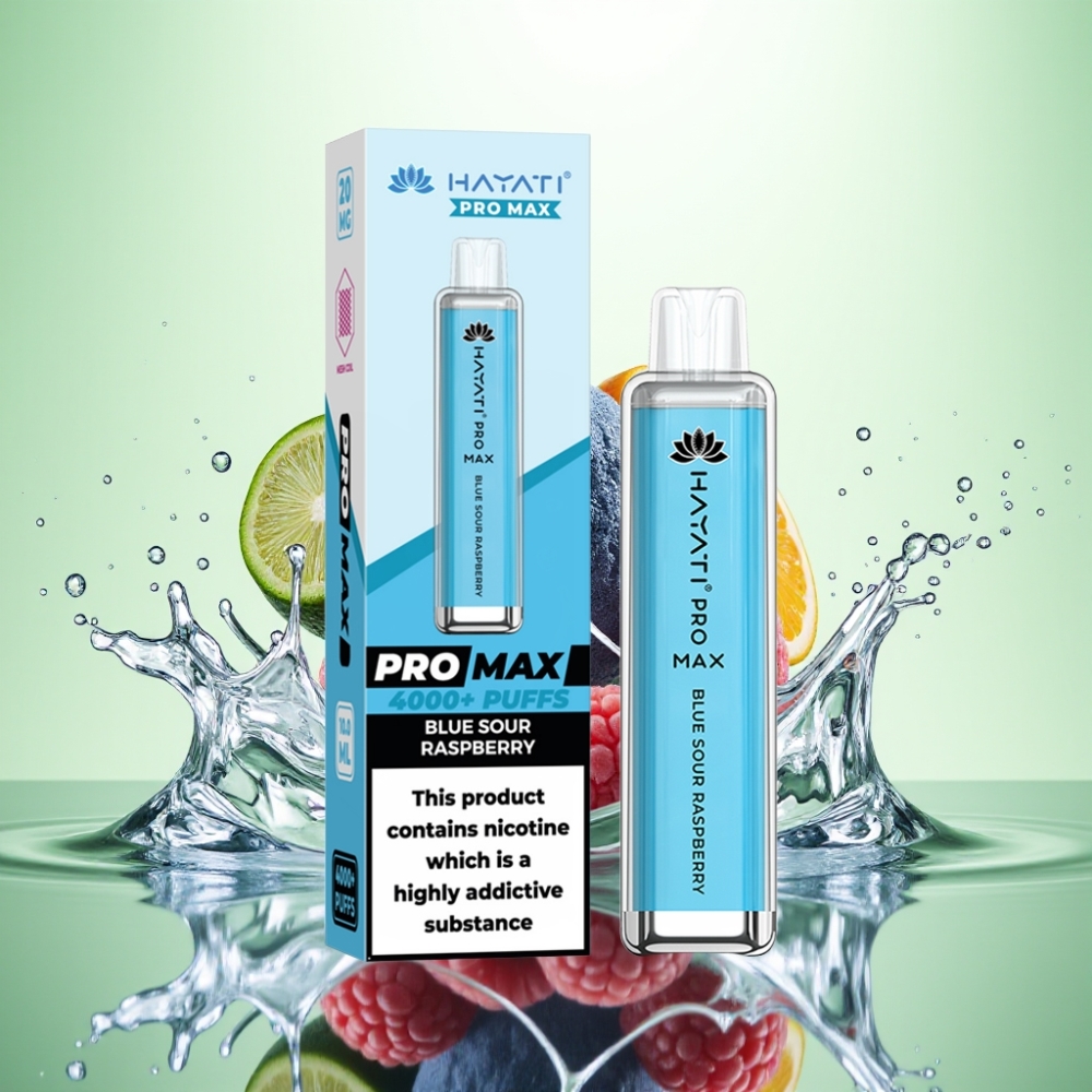 Hayati Pro Max 4000 Puff Şarj Edilebilir Disposable Vape Mavi Ekşi Ahududu 2ml/10ml 2%/5% Nikotin