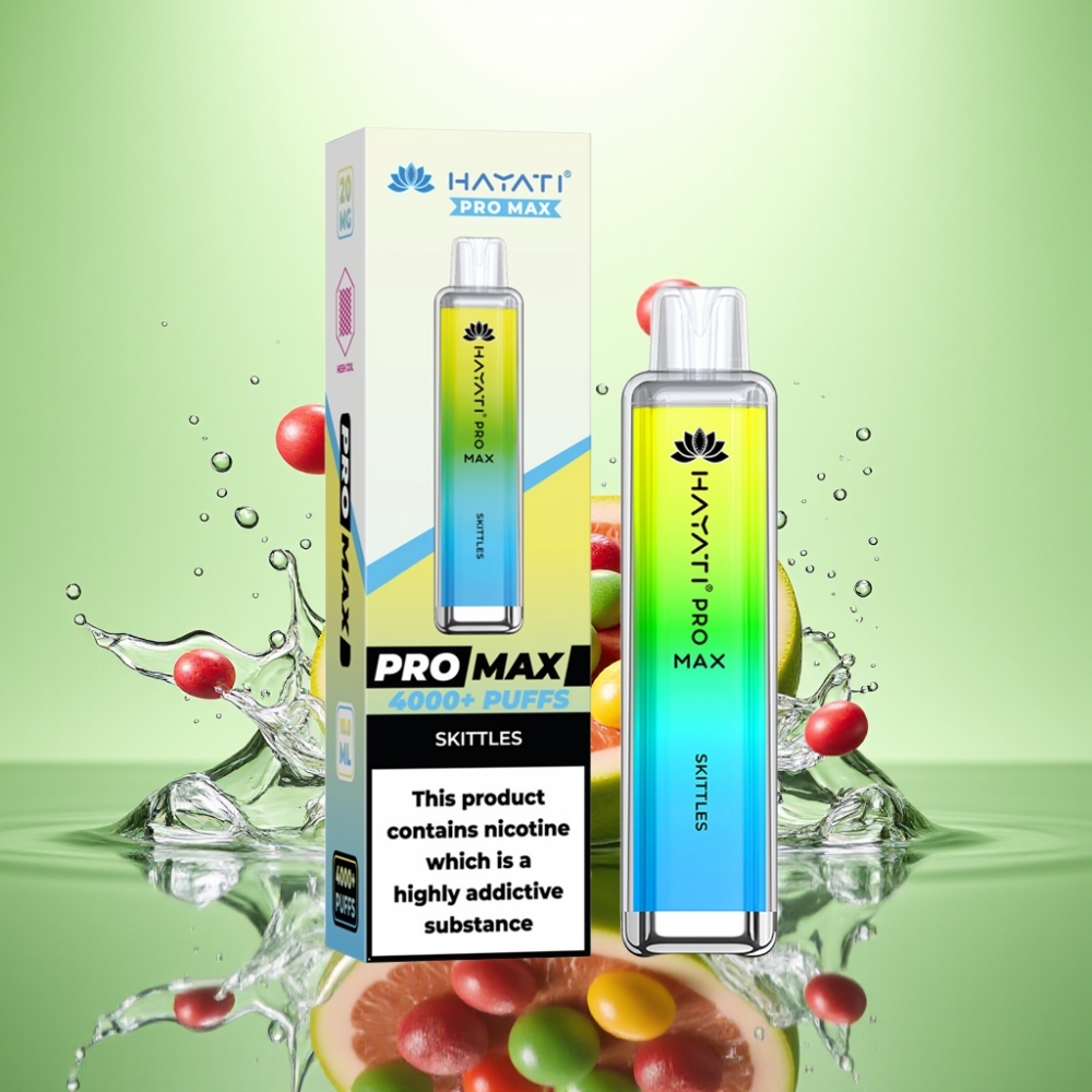 Hayati Pro Max 4000 Puff Şeker Skittles Disposable Vape 28mm Çift 1.1 Ohm Mesh Bobin