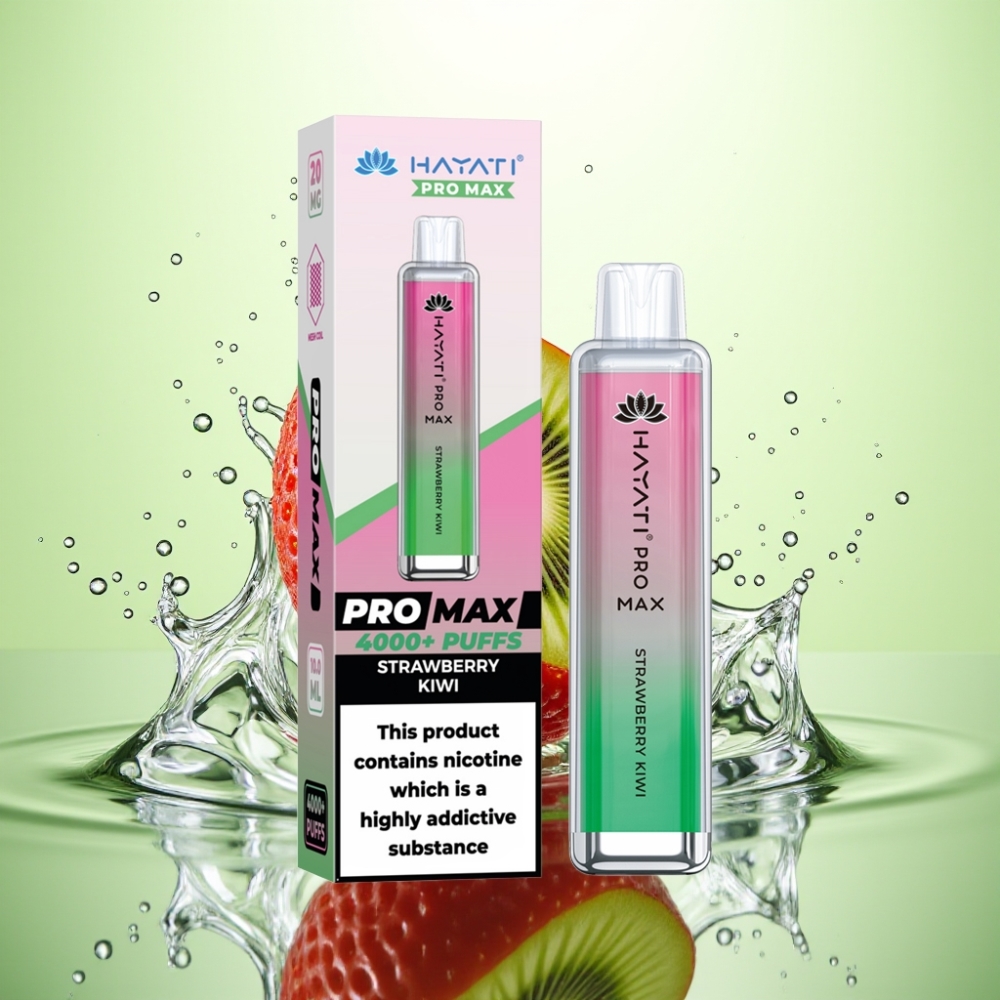 Hayati Pro Max 4000 Puff Çilek Kivi Şarj Edilebilir LED Işıklı 1400mAh Disposable Vape