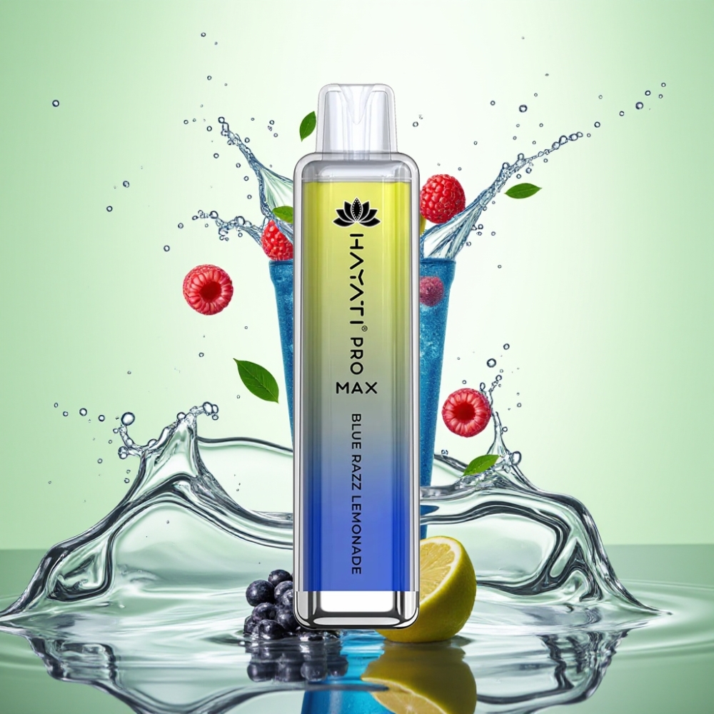 Hayati Pro Max 4000 Puffs Şarj Edilebilir Çift 1.1 Ohm Mesh Coil Mavi Ahududu Limonata Disposable Vape