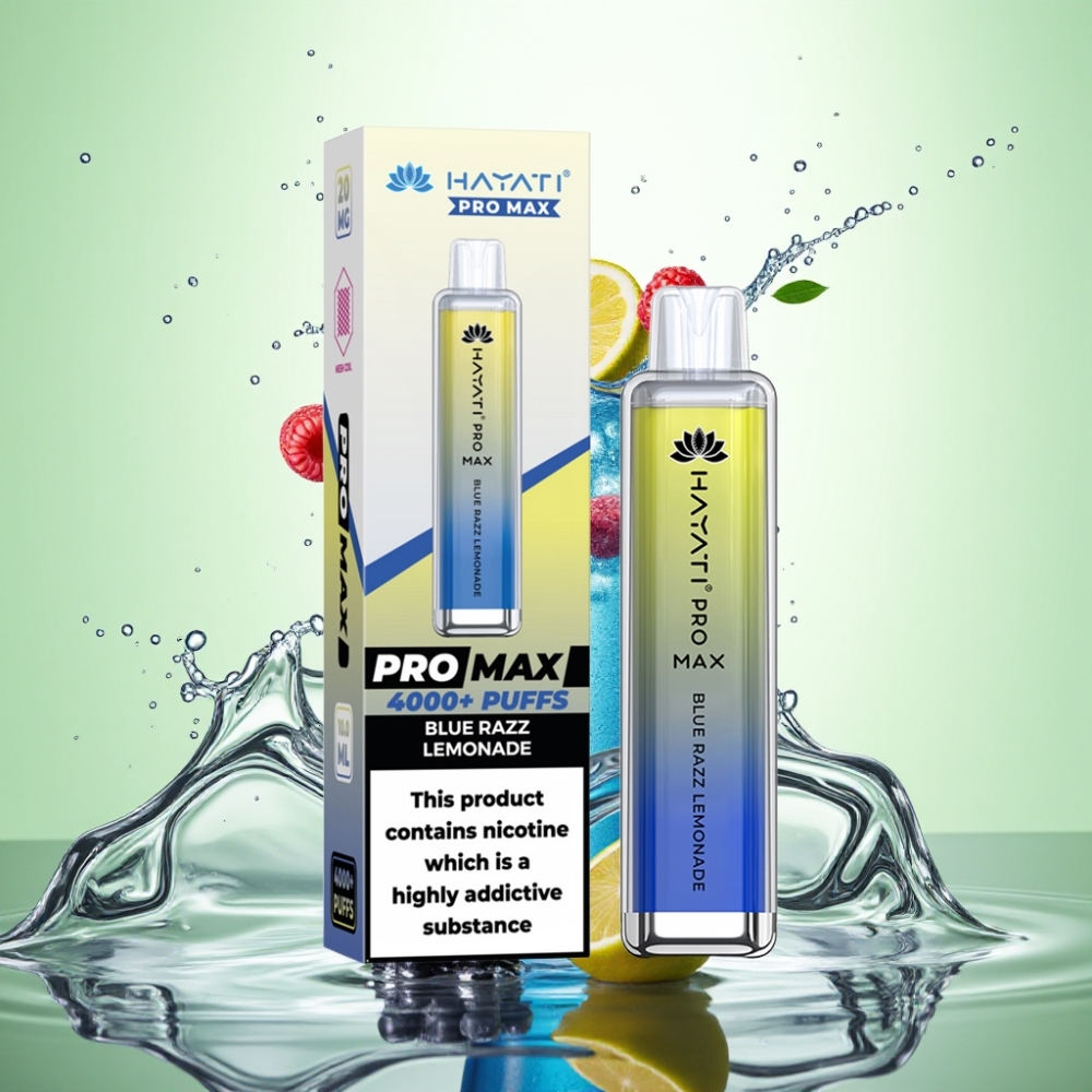 Hayati Pro Max 4000 Puffs Şarj Edilebilir Çift 1.1 Ohm Mesh Coil Mavi Ahududu Limonata Disposable Vape