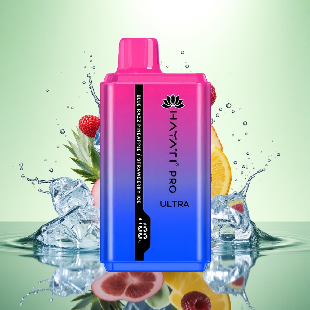 Hayati Pro Ultra 15000 Puf 850mAh 2×12ml %2 Nikotin Mavi Ahududu Ananas Çilek Buz