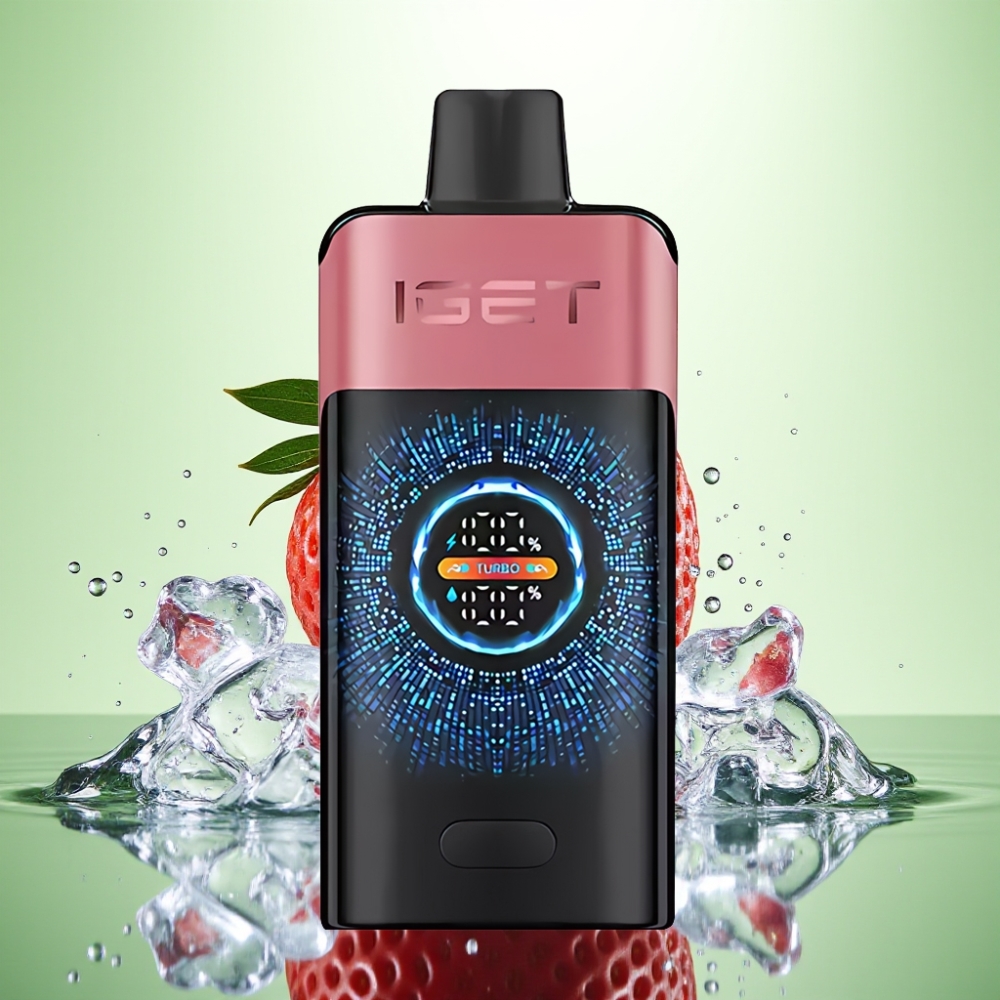 IGET ONE 12000 Puff Disposable Vape Çilek Nar Buz 2700mAh 0.6ohm Dual Mesh Renkli Ekran