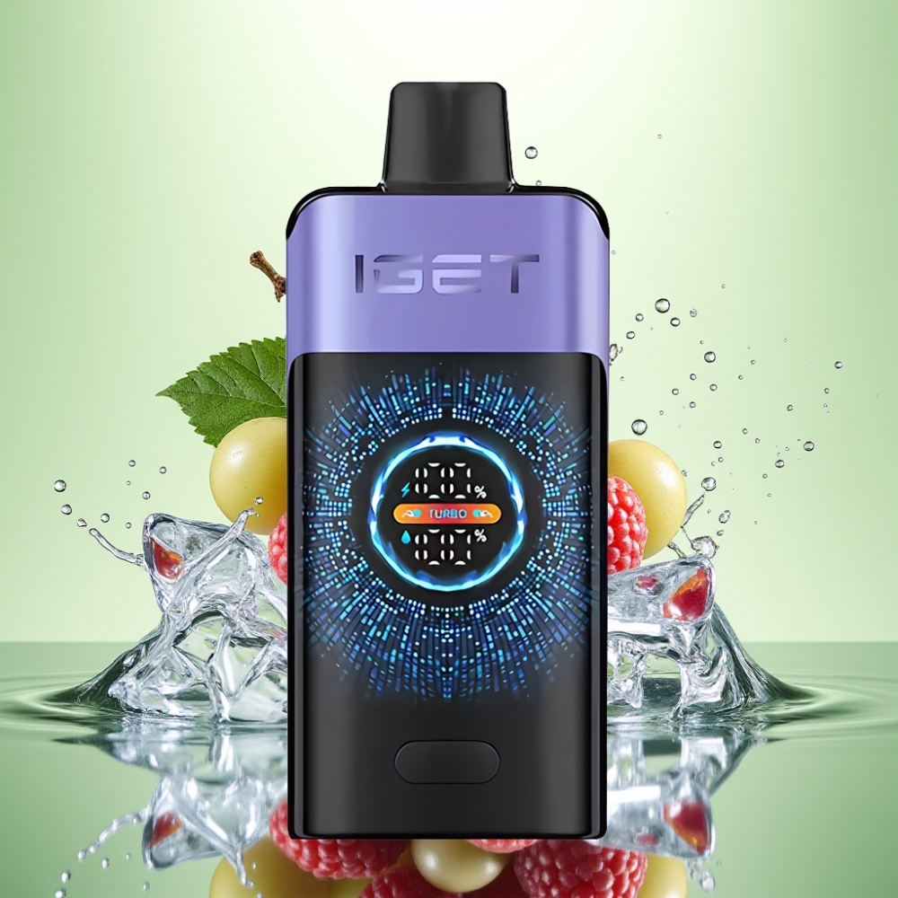 IGET ONE 12000 Puffs Turbo Modlu Disposable Vape Ahudulu Üzüm Buz 2700mAh Renkli Ekran