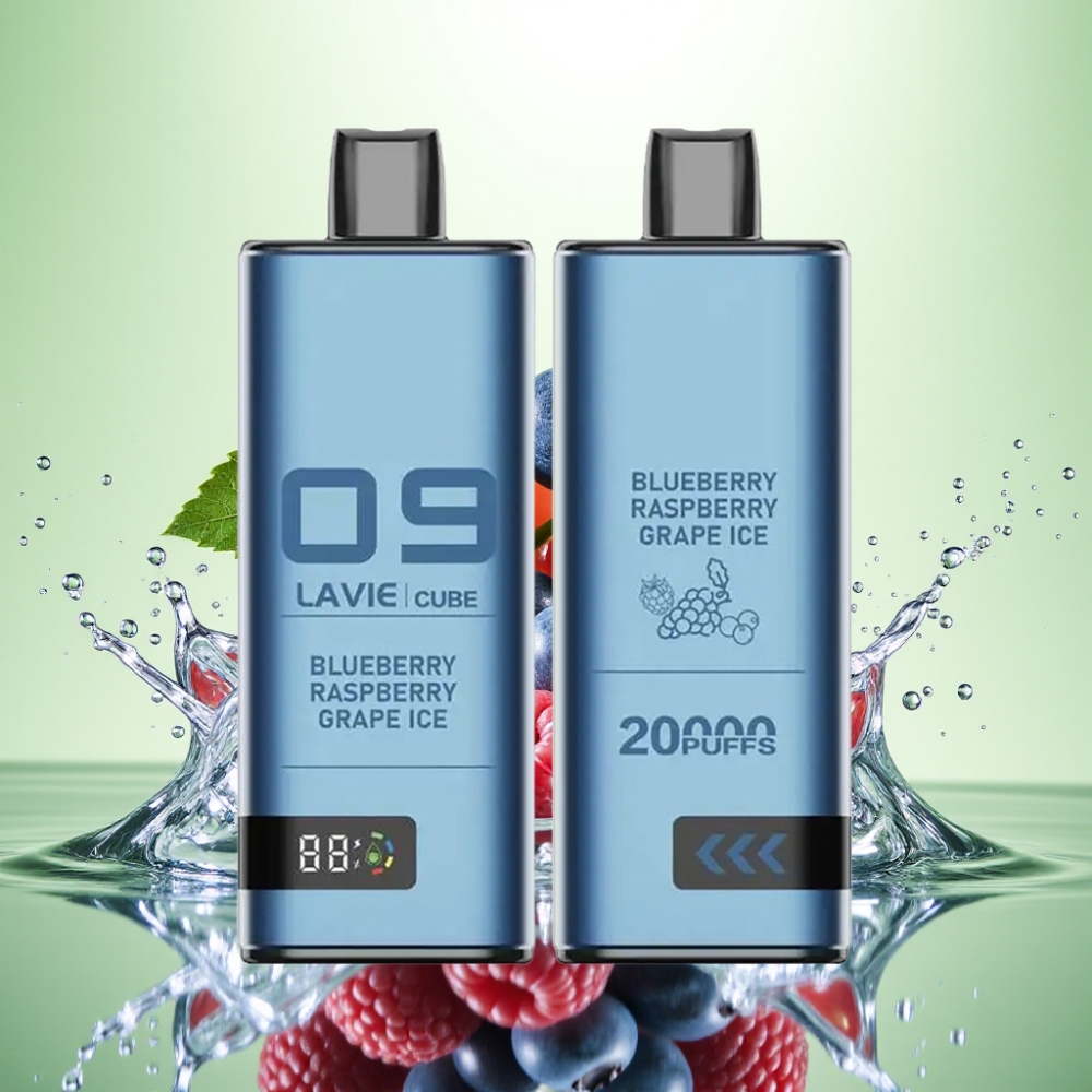 Lavie Cube 20000 Puffs Şarjlı Disposable Vape Yaban Mersini Ahududu Üzüm Buzu 28ML 5% Nikotin Type C