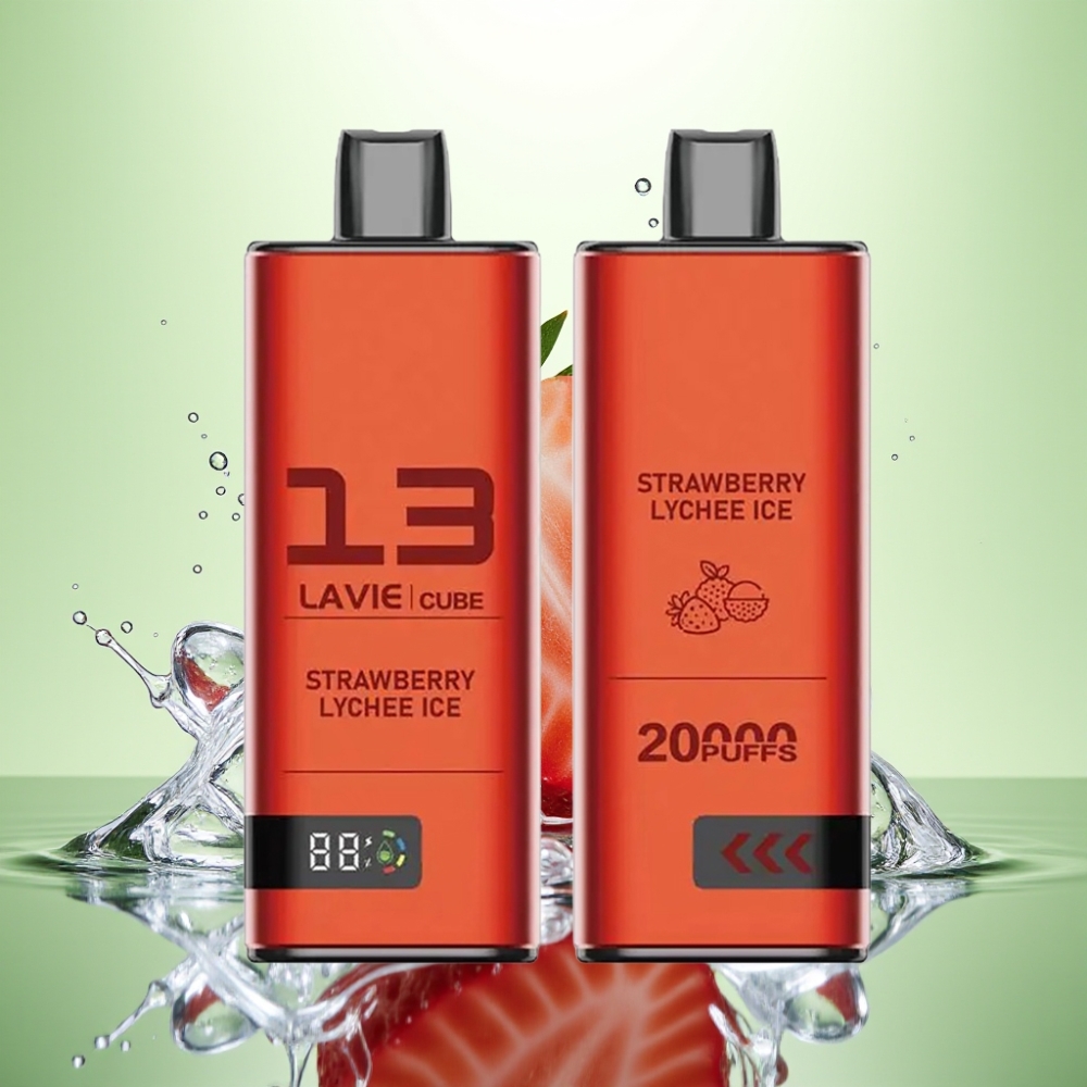 Lavie Cube 20000 Puffs Şarjlı Disposable Vape Çilek Liçi Buz Type-C 28ML 5% Nikotin