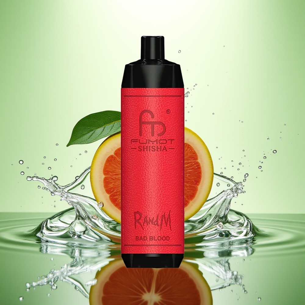 RandM Fumot Shisha 10000 Puff LED Ekran 18ml 850mAh 0.6ohm Mesh Coil Type-C Kötü Kan