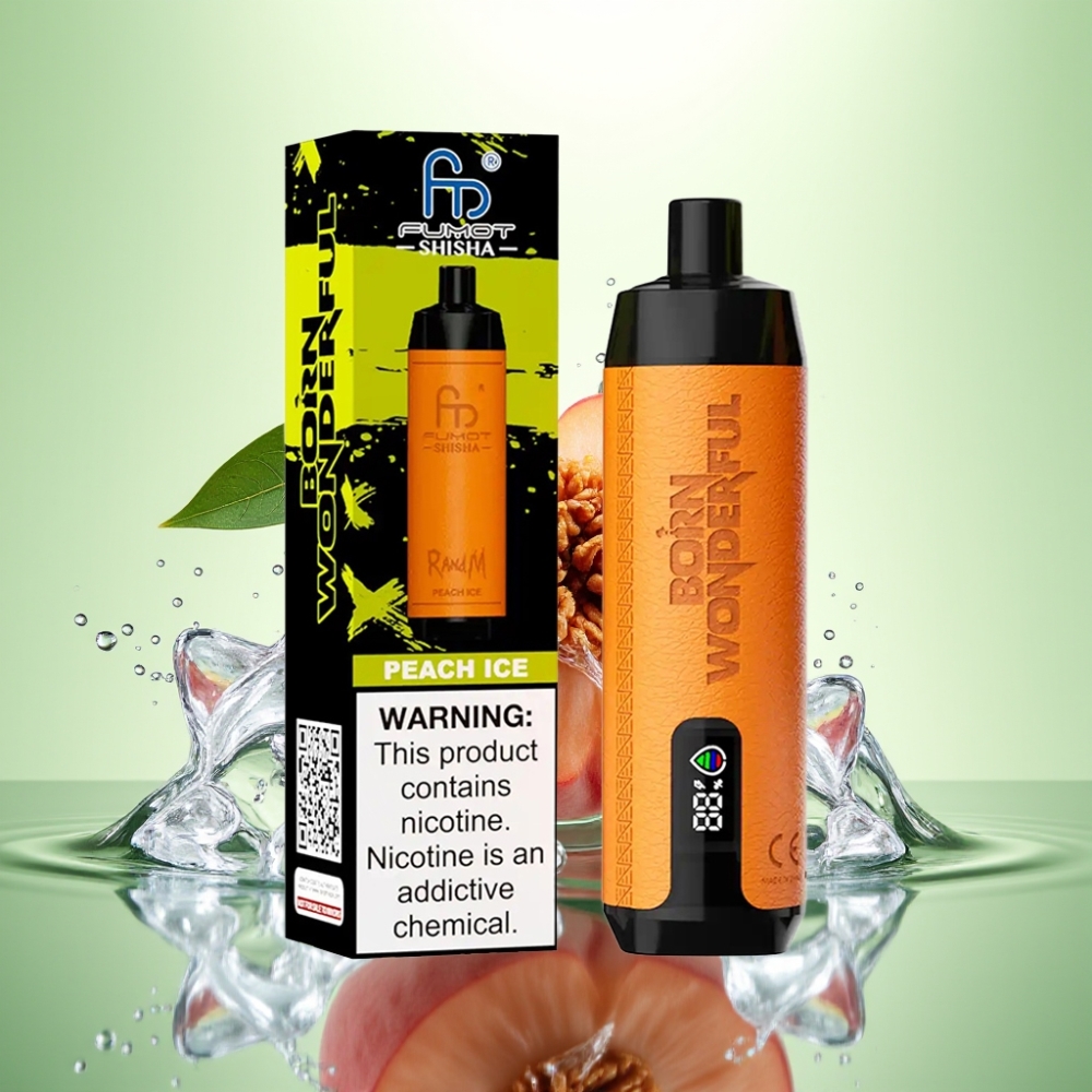 RandM Fumot Shisha 10000 Puff LED Gösterge 18ml Şeftali Buz Aromalı Disposable Vape
