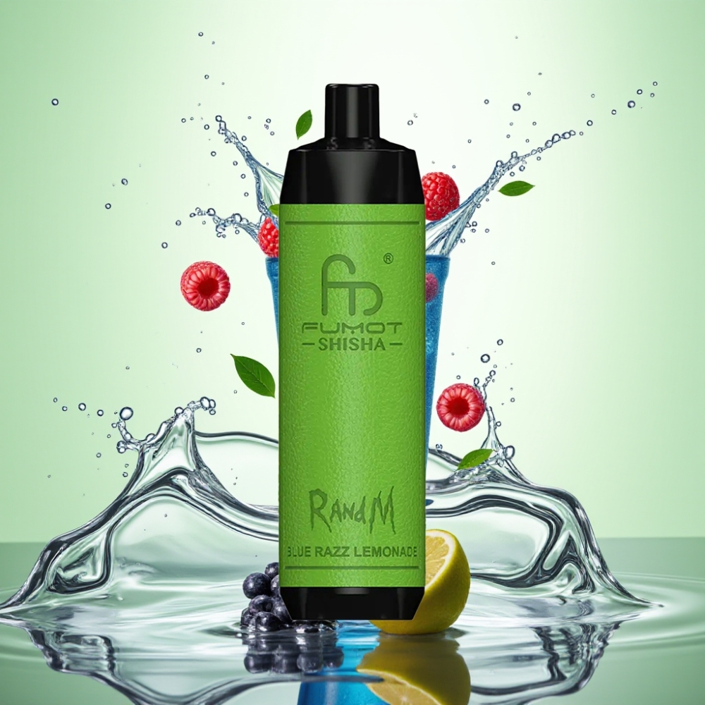 RandM Fumot Shisha 10000 Puff LED Göstergeli 850mAh Pil Type-C Port Mavi Ahududu Limonata