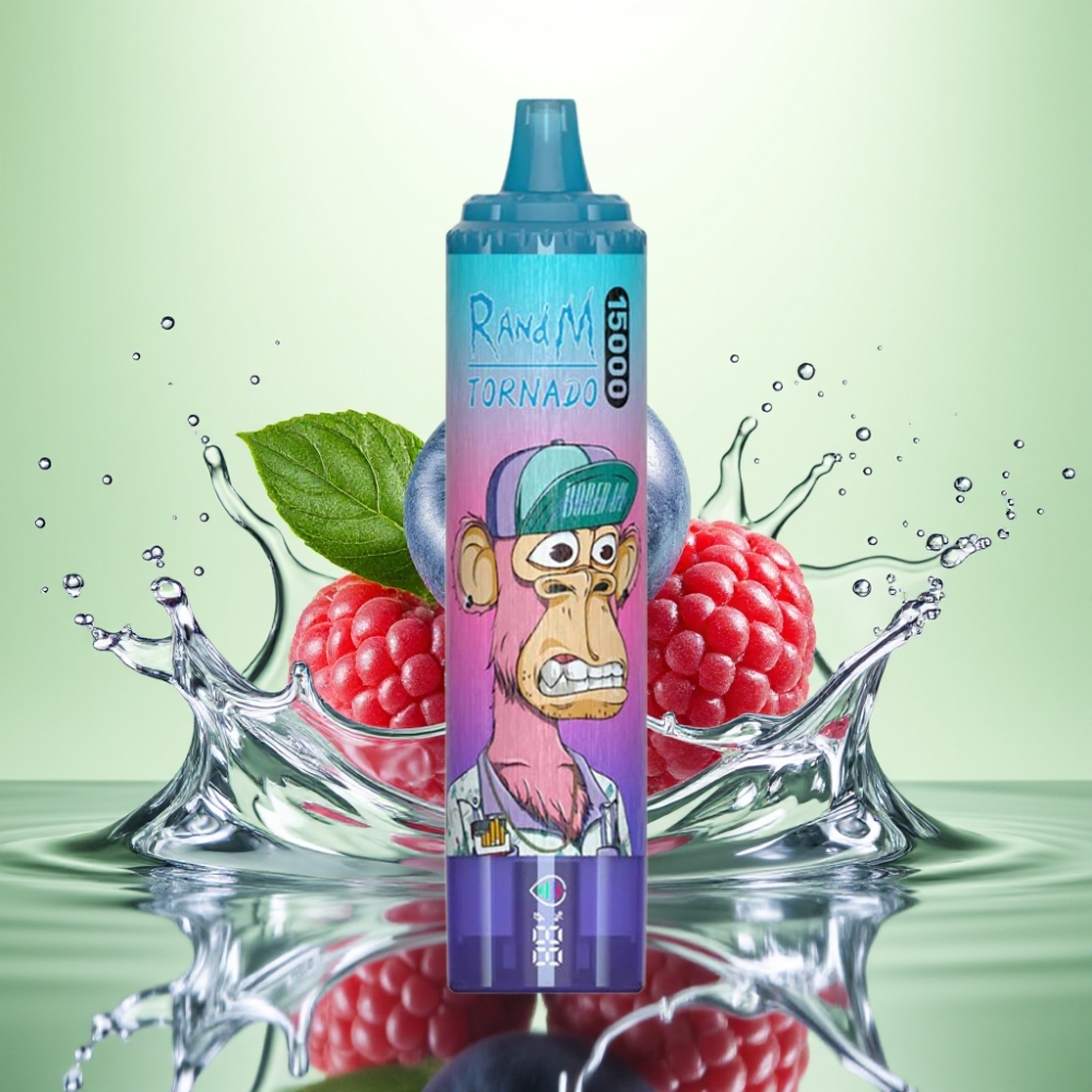 RandM Fumot Tornado 15000 Puff LCD Ekran Tip-C Şarj Ahududu Böğürtlen Aromalı Mesh Coil 25ml 850mAh