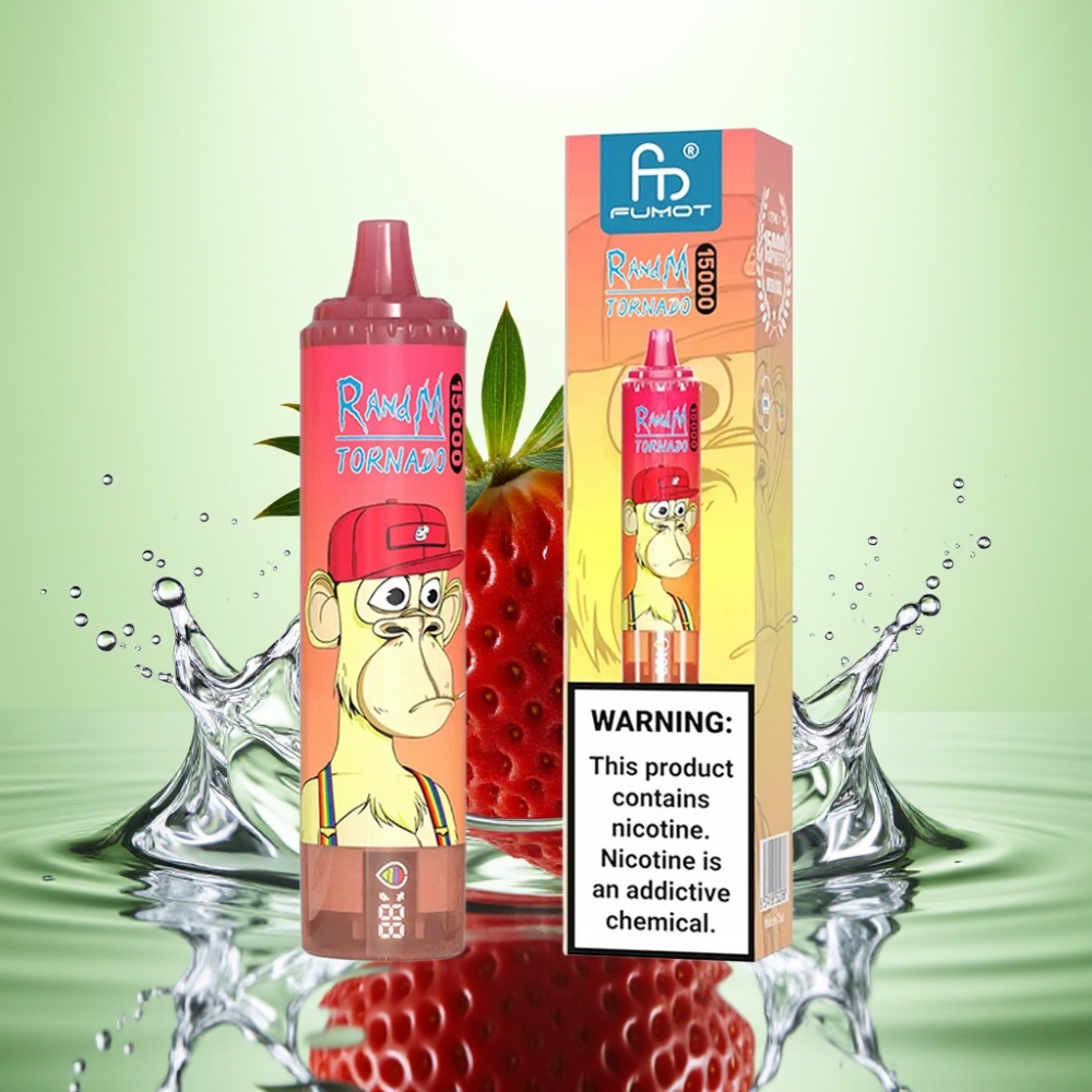 RandM Fumot Tornado 15000 Puff LCD Ekran Type-C Şarj Çilekli Red Bull Aromalı