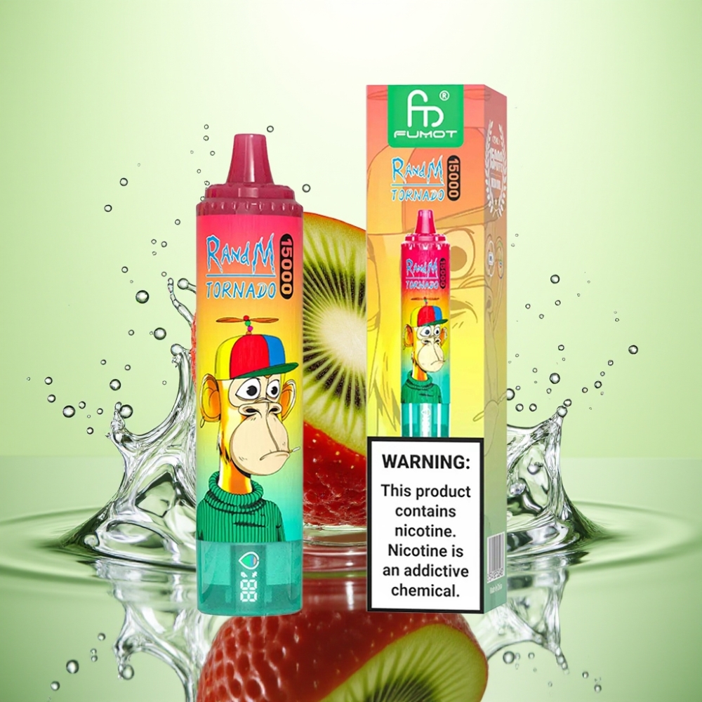 RandM Fumot Tornado 15000 Puff USB-C Şarj Ekran LCD Çilek Kivi