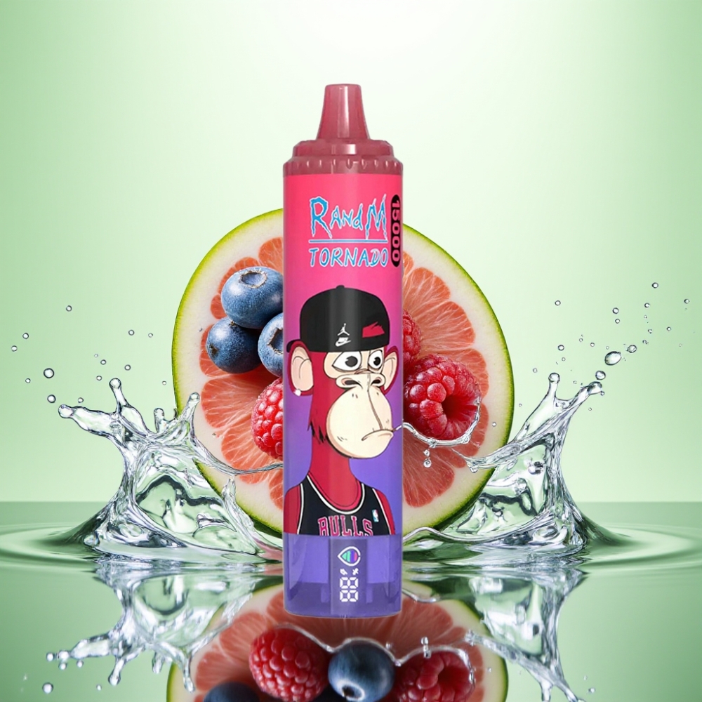 RandM Fumot Tornado 15000 Puff USB-C Şarj LCD Ekran 25ml 850mAh Mavi Ekşi Ahududu