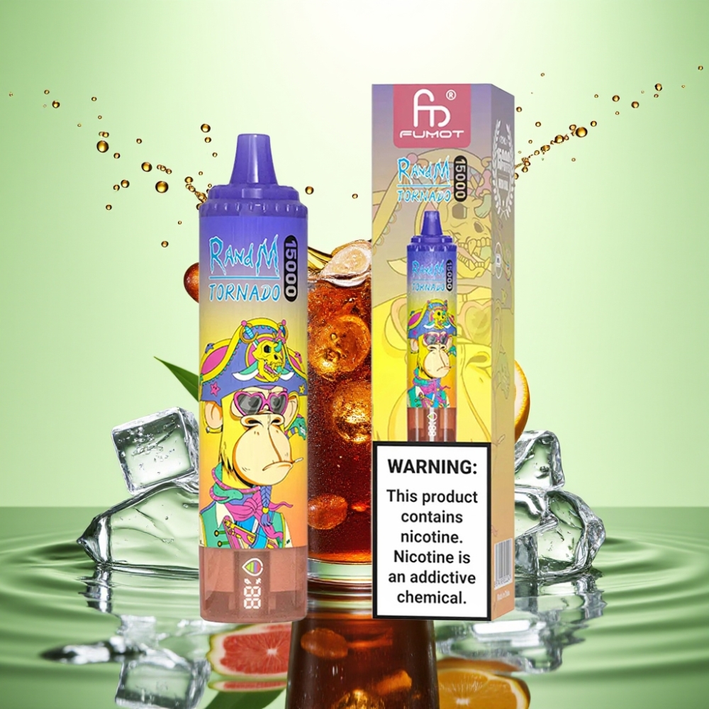 RandM Fumot Tornado 15000 Puff USB-C Şarj LCD Ekran Kolalı Buz Disposable Vape