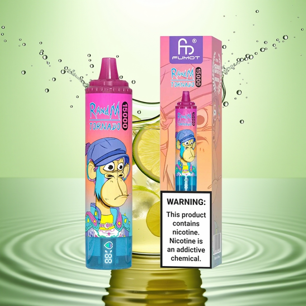 RandM Fumot Tornado 15000 Puff USB-C Şarj LCD Ekran Limon Aromalı Disposable Vape