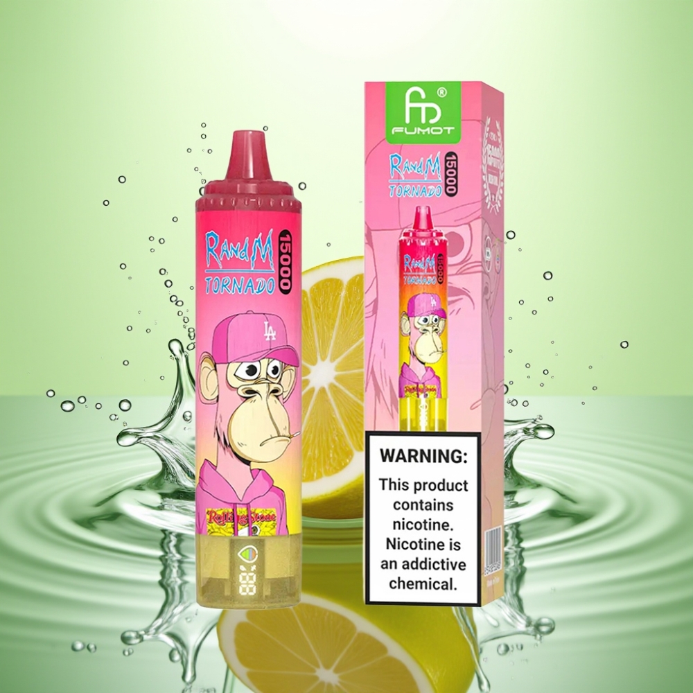 RandM Fumot Tornado 15000 Puff USB-C Şarj LCD Ekran Limon Aromalı Mesh Coil