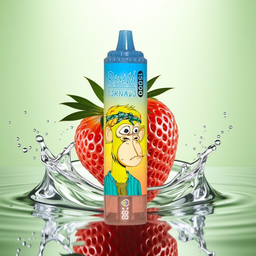 RandM Fumot Tornado 15000 Puff Çilek LCD Ekran Tip-C Şarj 25ml 850mAh Mesh