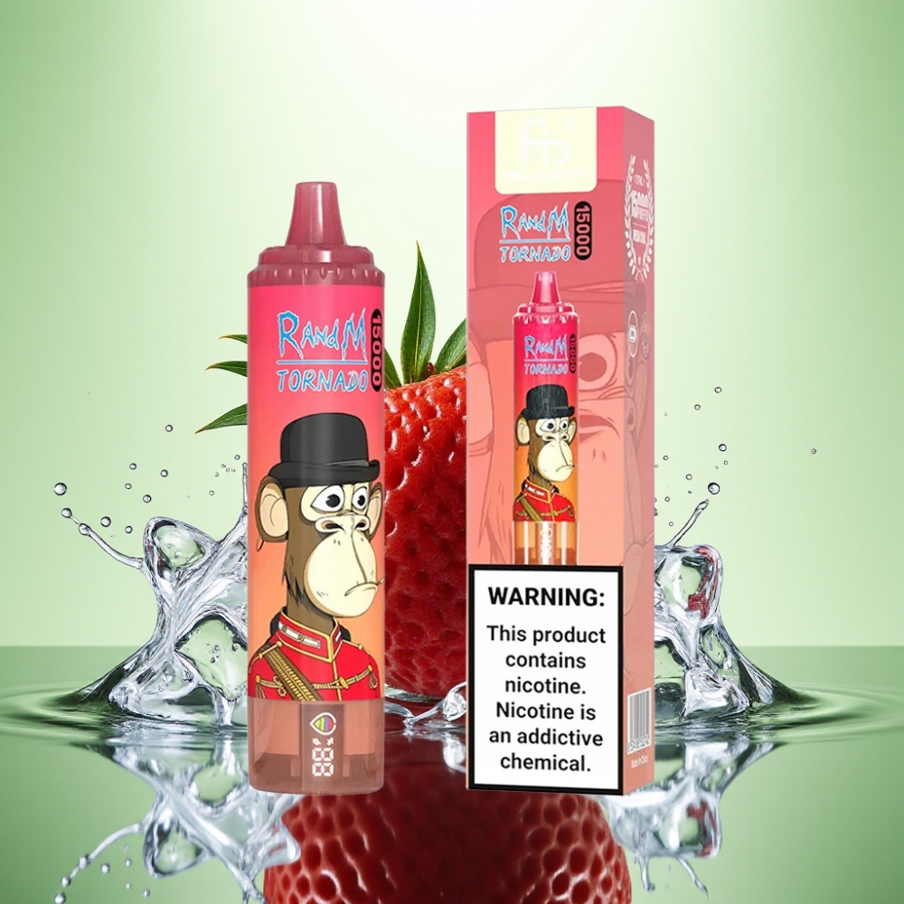 RandM Fumot Tornado 15000 Puffs 25ml 850mAh LCD Ekran Type-C Şarj Kırmızı Enerji Buz