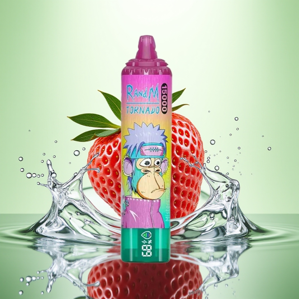 RandM Fumot Tornado 15000 Puffs LCD Ekran Tip-C Şarj Soğuk Çilek Aromalı
