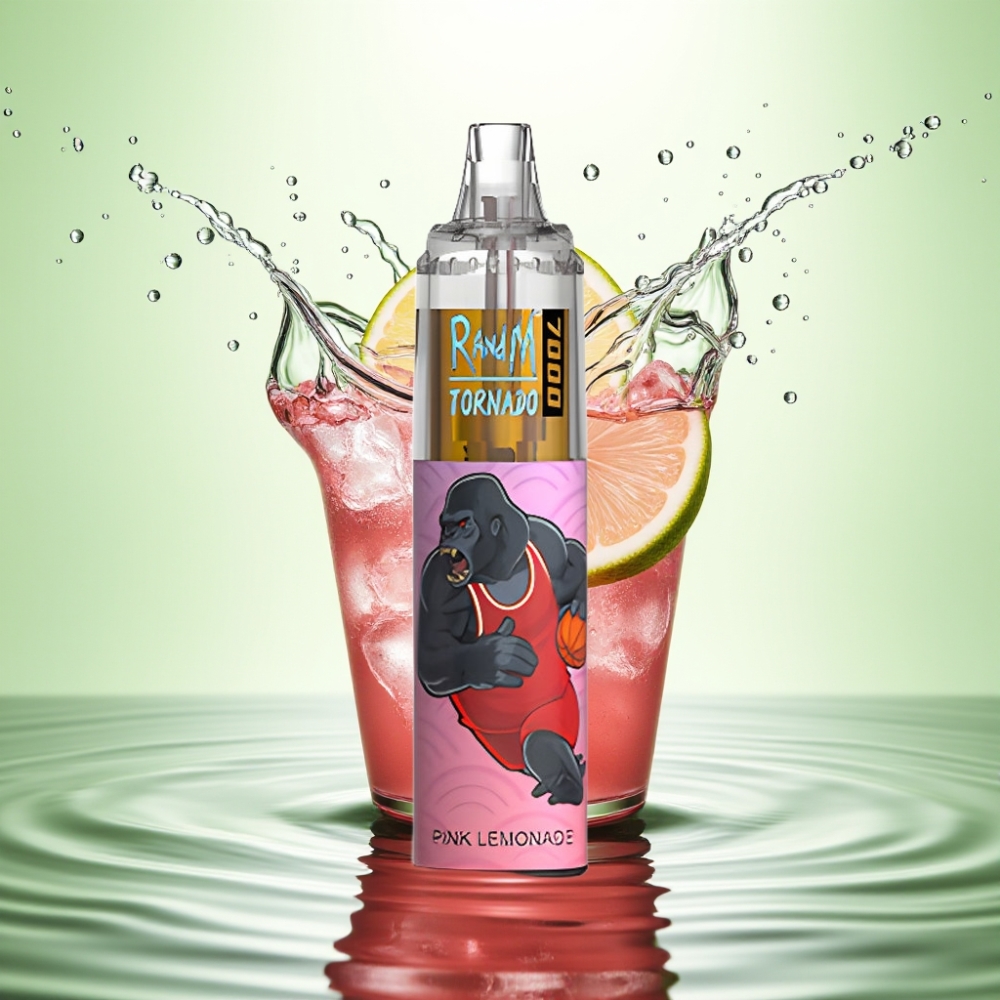 RandM Fumot Tornado 7000 Puf 14ML 850MAH Mesh Coil Type-C RGB Hava Ayarı Pembe Limonata