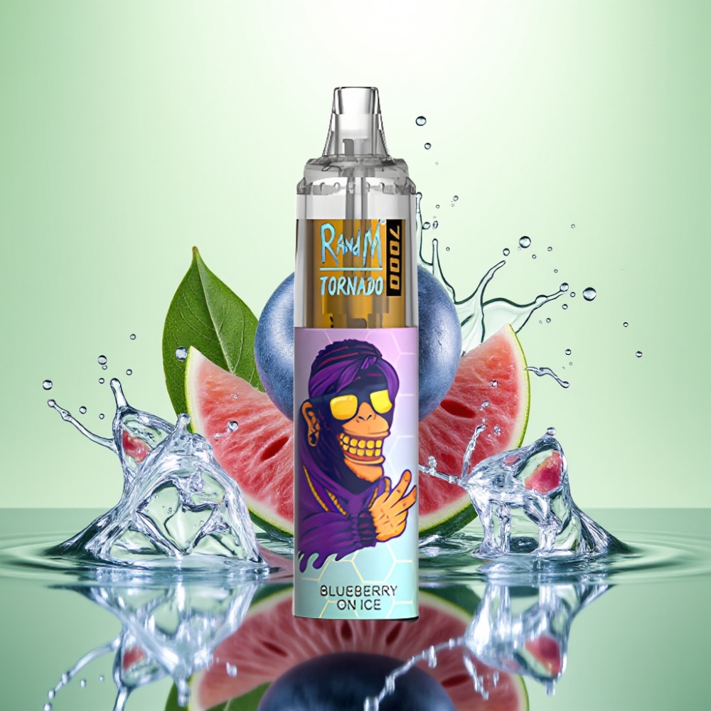 RandM Fumot Tornado 7000 Puf 14ML 850MAH Mesh Coil Type-C RGB Hava Ayarlı Yaban Mersini Buzlu