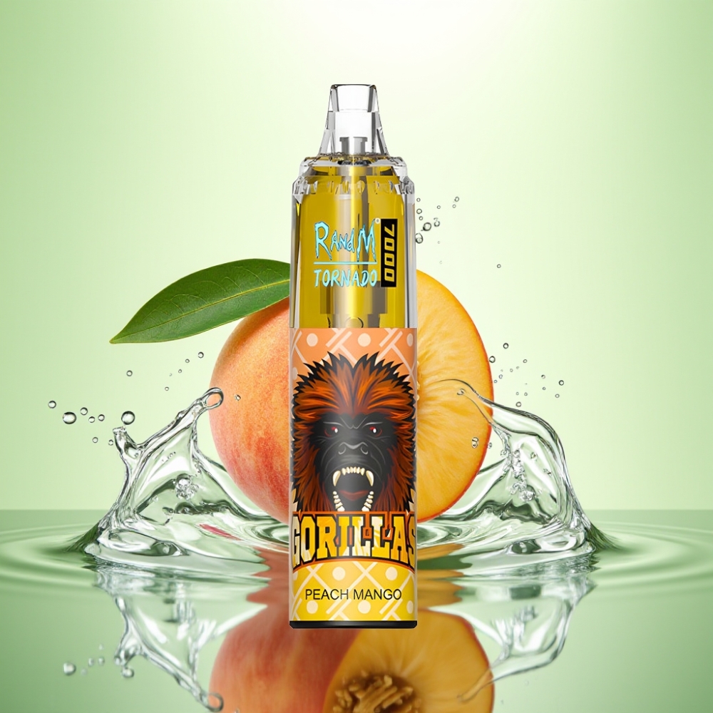 RandM Fumot Tornado 7000 Puf 14ML 850MAH Mesh Coil Type-C RGB Hava Ayarlı Şeftali Mango