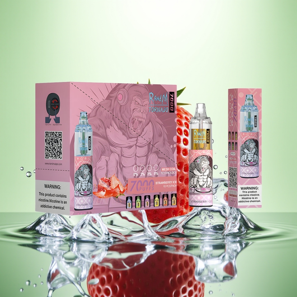 RandM Fumot Tornado 7000 Puf 14ML 850MAH Mesh Coil Type-C RGB Hava Ayarlı Çilek Buz