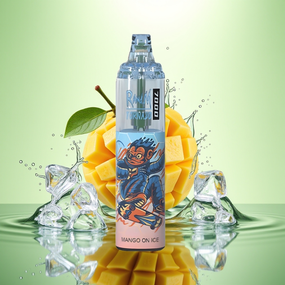 RandM Fumot Tornado 7000 Puf 14 ML E-sıvı 850 MAH Pil Mesh Coil Type-C RGB Hava Ayarlı Buzlu Mango