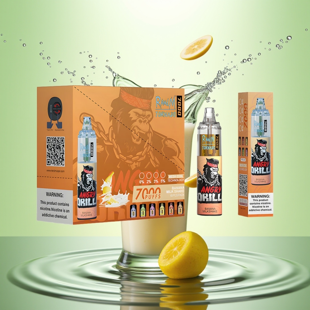 RandM Fumot Tornado 7000 Puf 14 ML E-sıvı 850 MAH Pil Mesh Coil Type-C RGB Hava Ayarlı Muzlu Milkshake