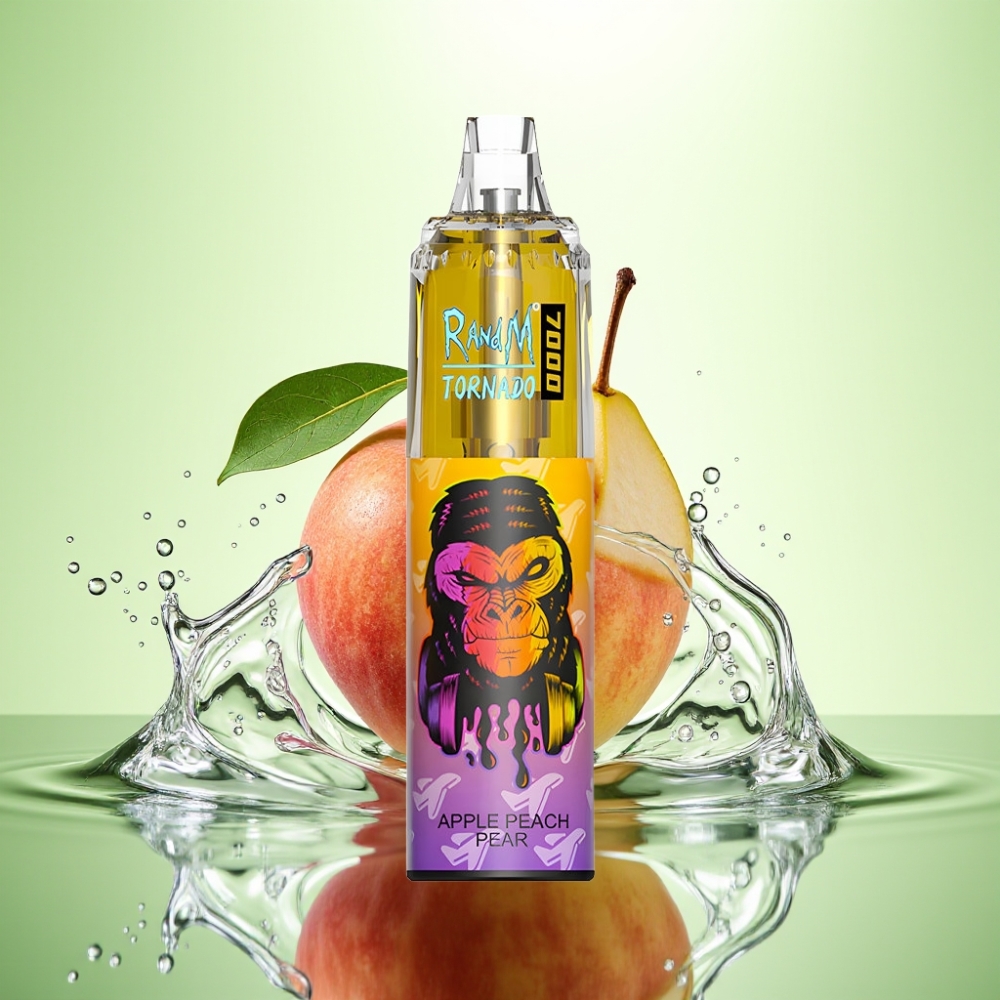 RandM Fumot Tornado 7000 Puff 14ML 850MAH Mesh Coil Type-C RGB Hava Ayarlı Elma Şeftali Armut Disposable Vape