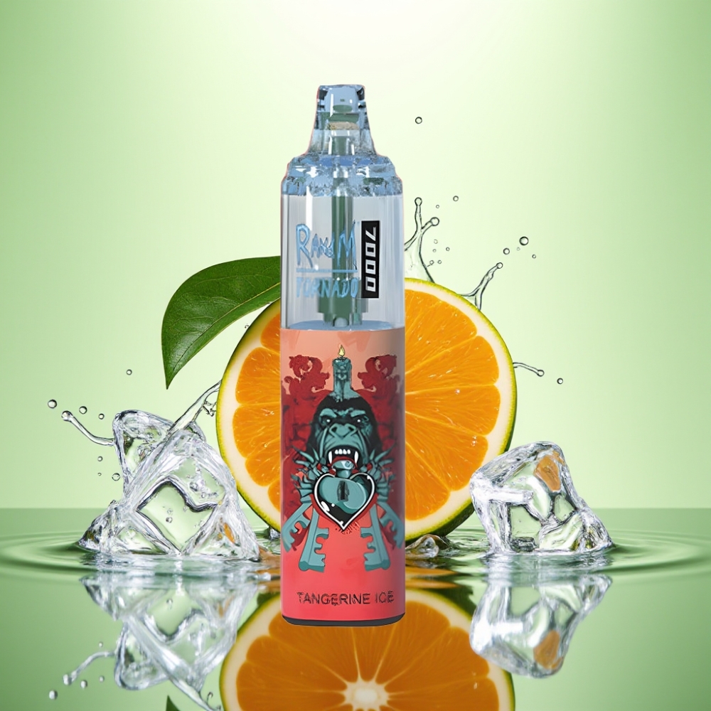 RandM Fumot Tornado 7000 Puff 14ML 850MAH Mesh Coil Type-C RGB Hava Ayarlı Mandalina Buz Disposable Vape