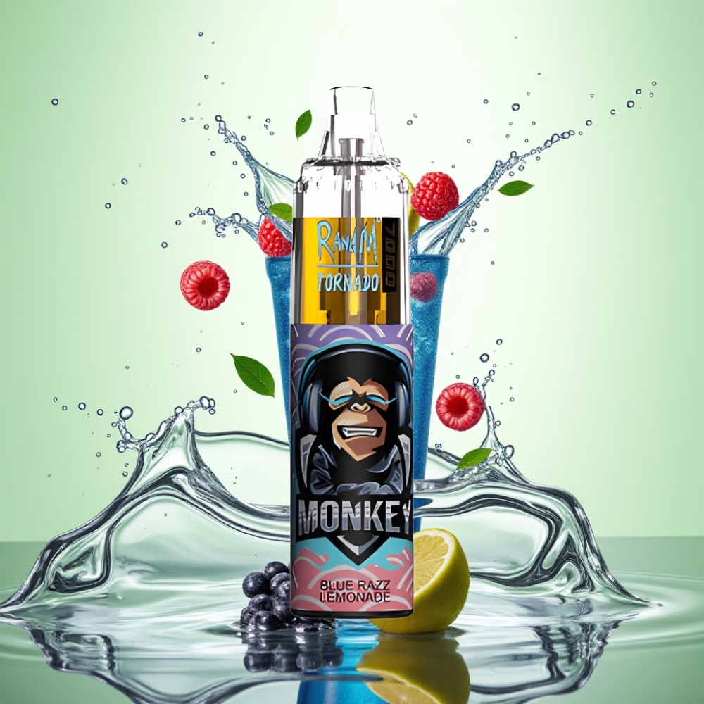 RandM Fumot Tornado 7000 Puff 14ML 850MAH Mesh Coil Type-C RGB Hava Ayarlı Mavi Ahududu Limonata