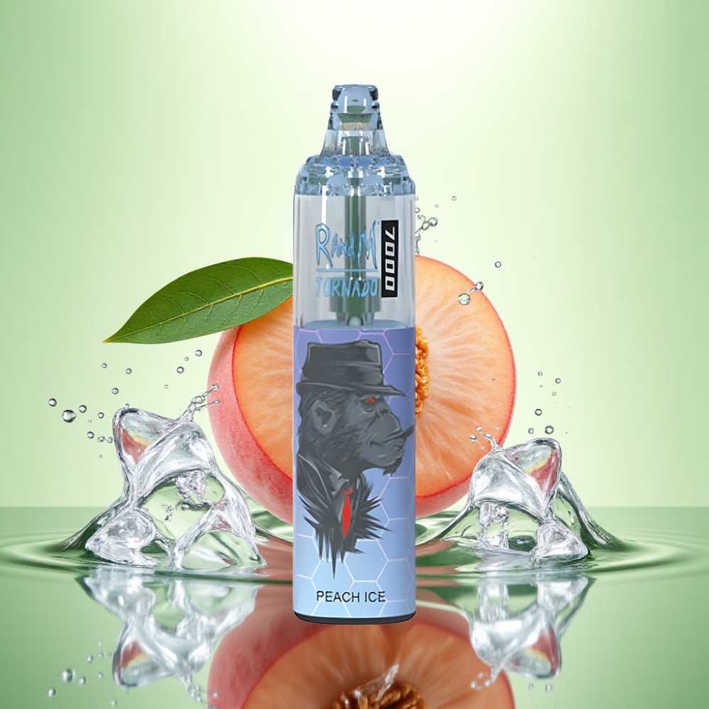 RandM Fumot Tornado 7000 Puff 14ML 850MAH Mesh Coil Type-C RGB Hava Ayarlı Şeftali Buz Disposable Vape