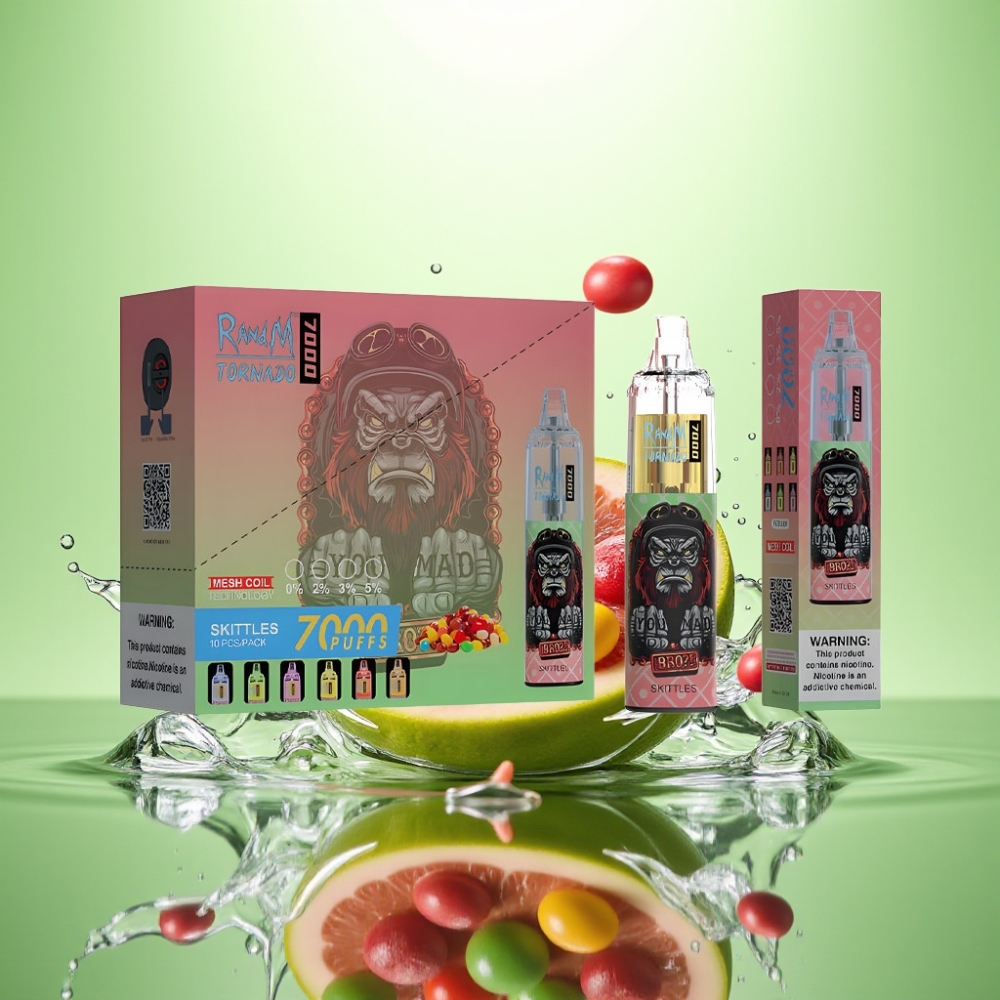 RandM Fumot Tornado 7000 Puff 14ML 850MAH Mesh Coil Type-C RGB Hava Ayarlı Şekerpare Disposable Vape