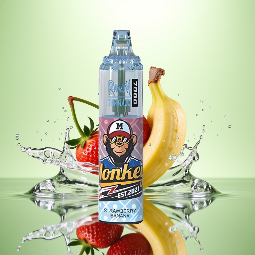 RandM Fumot Tornado 7000 Puff 14ML 850MAH Mesh Coil Type-C RGB Hava Ayarlı Çilek Muz