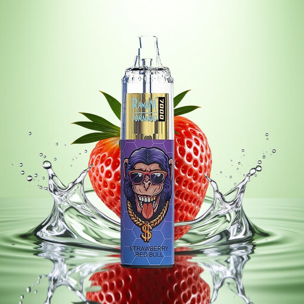 RandM Fumot Tornado 7000 Puff 14ML 850MAH Mesh Coil Type-C RGB Hava Ayarlı Çilekli Red Bull