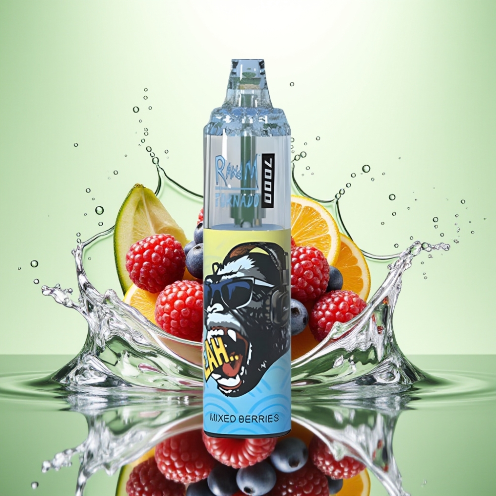 RandM Fumot Tornado 7000 Puff 14ML 850MAH Mesh Coil Type-C RGB Light Hava Ayarlı Karışık Meyveler Disposable Vape