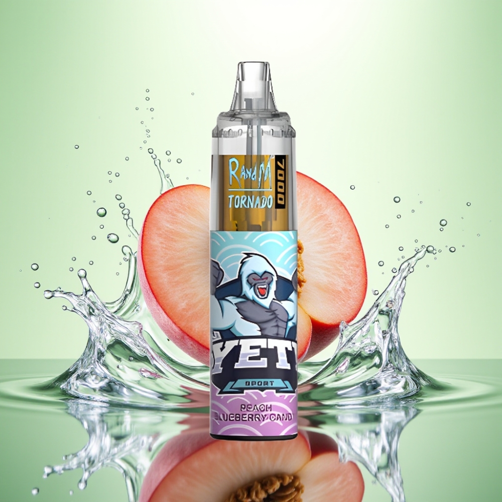 RandM Fumot Tornado 7000 Puff 14ML 850MAH Mesh Coil Type-C RGB Şeftali Yaban Mersini Şeker Disposable Vape