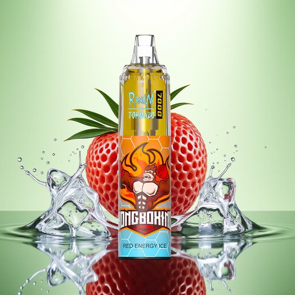 RandM Fumot Tornado 7000 Puff 14ML 850MAH RGB Ayar Hava Tip-C Mesh Coil Kırmızı Enerji Buz