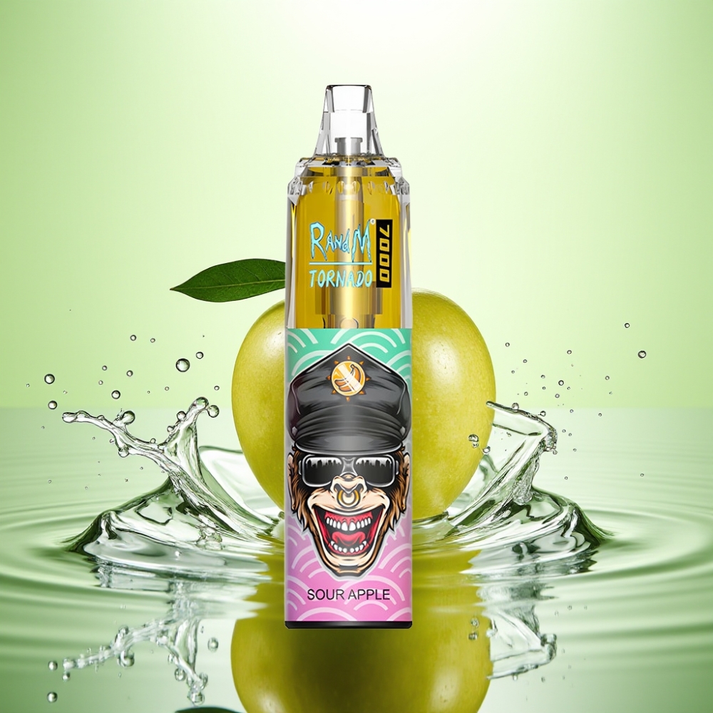 RandM Fumot Tornado 7000 Puff Disposable Vape Ekşi Elma 14ML 850MAH Mesh Coil Type-C RGB Air-Adjustable