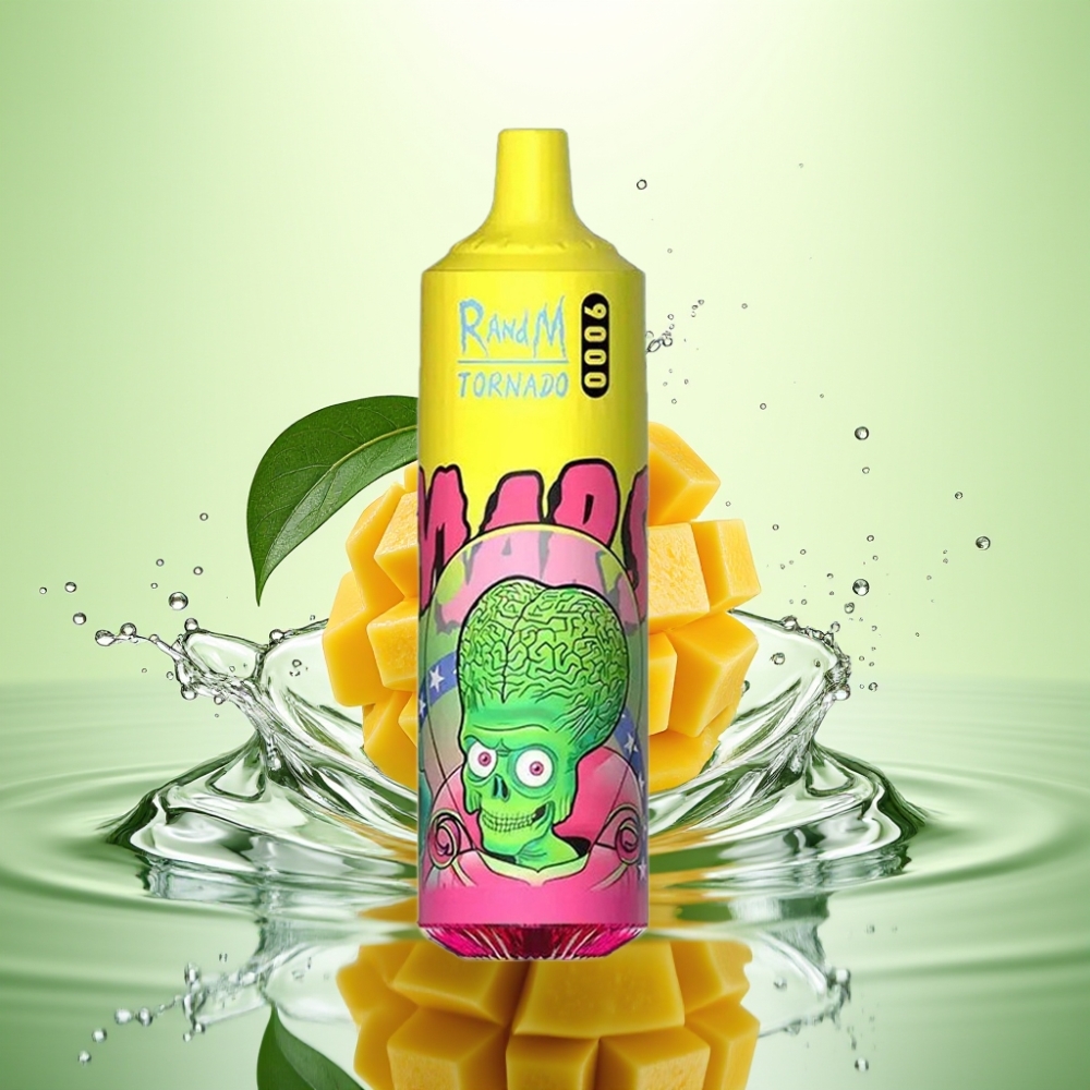 RandM Fumot Tornado 9000 Puf Şarj Edilebilir 18 mL Üçlü Mango Aromalı Mesh Coil RGB Ekranlı