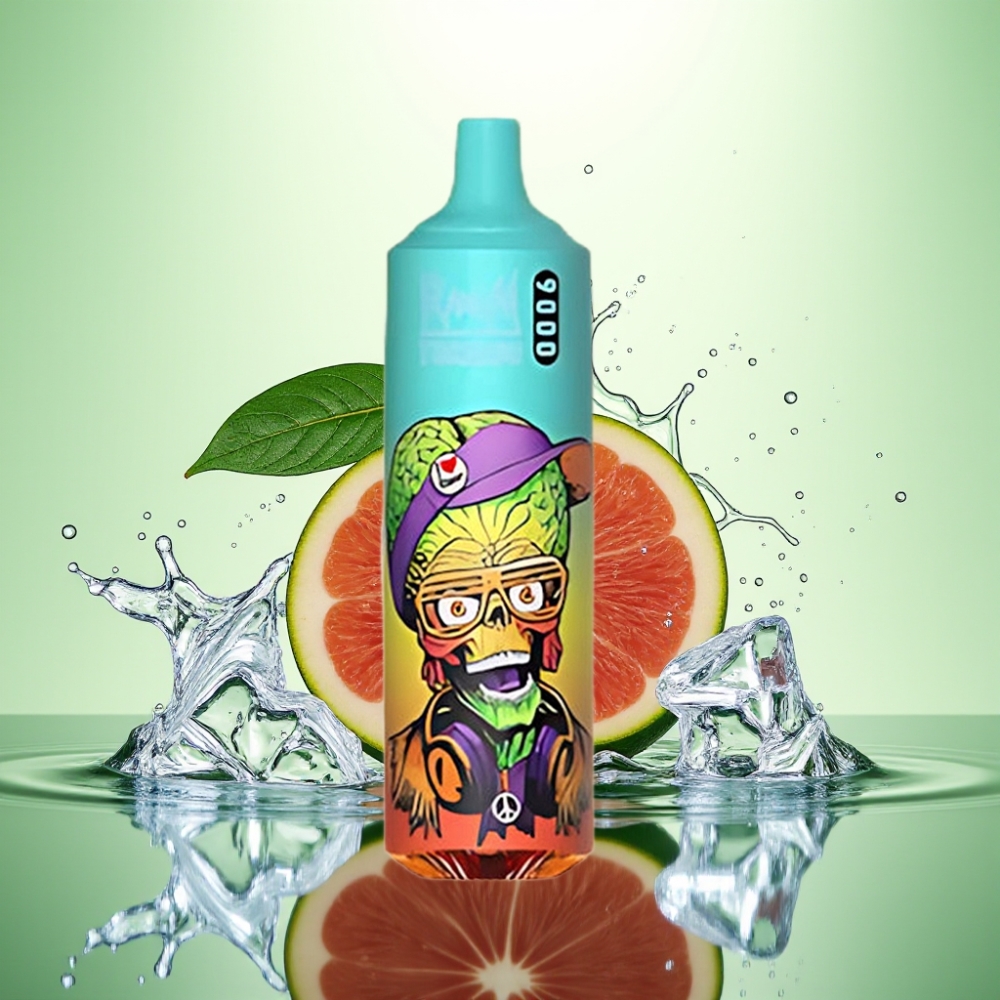 RandM Fumot Tornado 9000 Puf Şarj Edilebilir 850 mAh 18 mL Mesh Coil RGB Ekran 54 Çeşit Mavi Lezzetli Buz