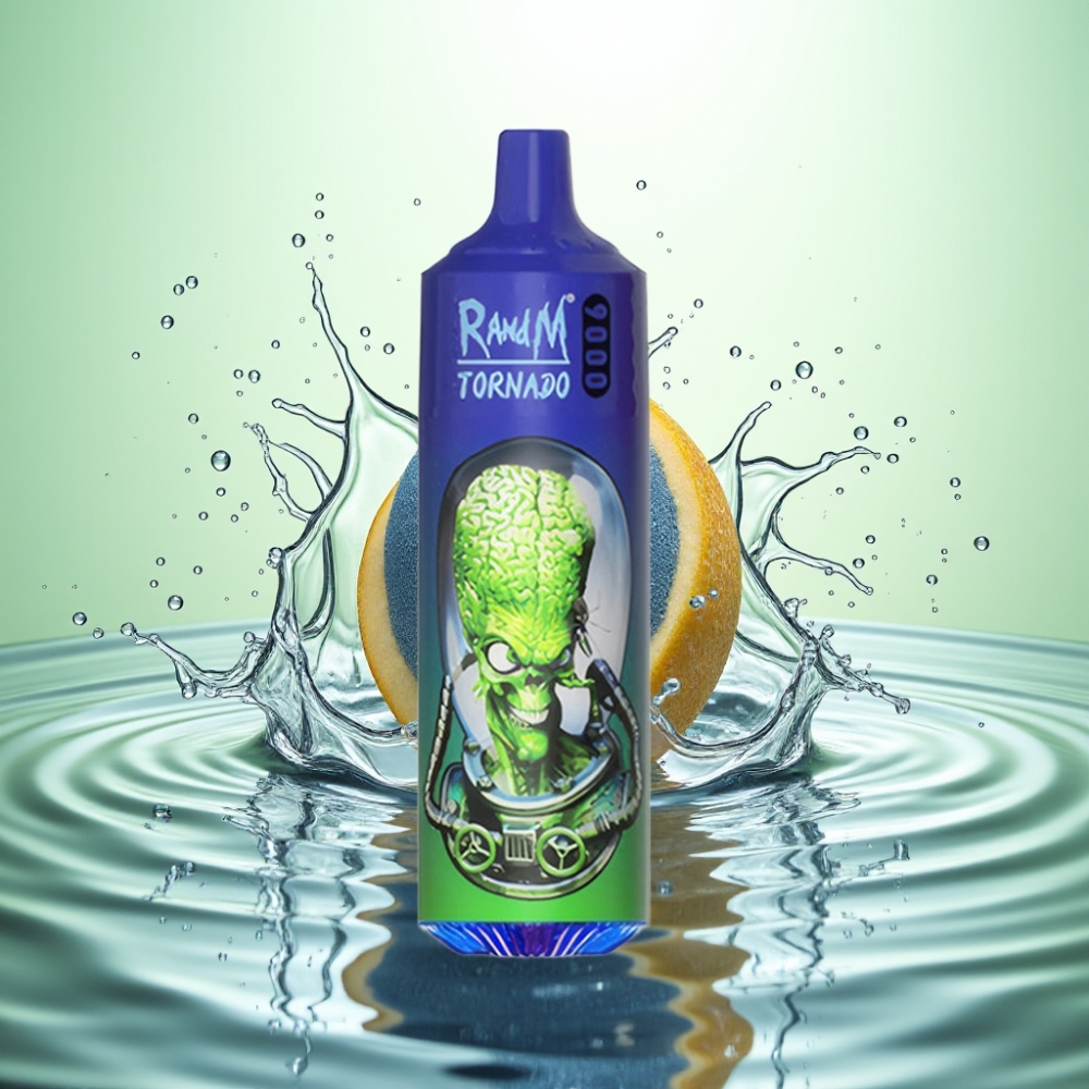 RandM Fumot Tornado 9000 Puf Şarj Edilebilir 850 mAh 18 mL Mesh Coil RGB Ekran Bay Mavi